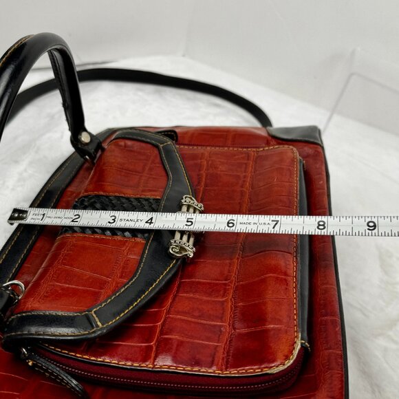 Marc Chantel Satchel Hangbag Croc Embossed Shoulder Strap Brown Faux Alliga READ - Picture 13 of 16